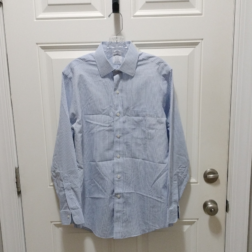Brooks Brothers Men's Non-iron Blue Checkered Shirt